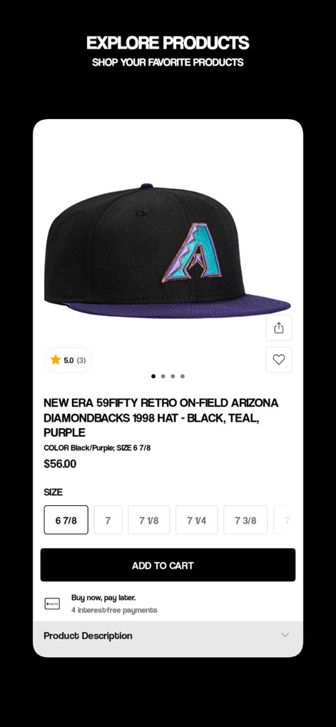 Hat Club - Dive deep into product specifics with a comprehensive 'product image gallery' showcasing every detail, and easily select the perfect fit using the 'size selection buttons'.