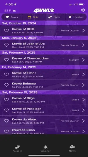 WWL Parade Tracker screenshot 2