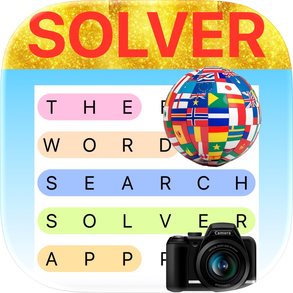Apple App Store cover for Word Search Solver AI Omniglot