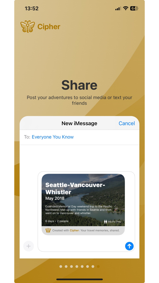 #7. Cipher: Travel Memories Shared (iOS) 由: Samuel Lerer