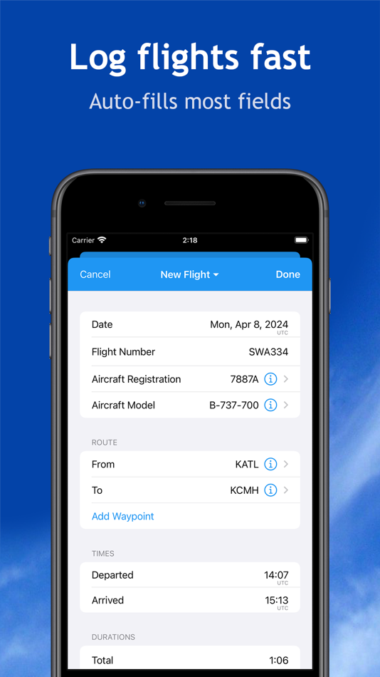 #1. Smart Logbook (iOS) By: Kviation, Inc.