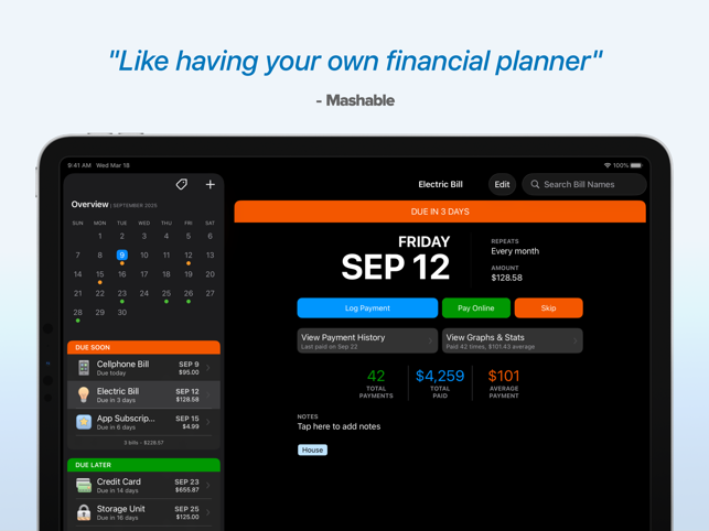 Chronicle - Bill Organizer Screenshot