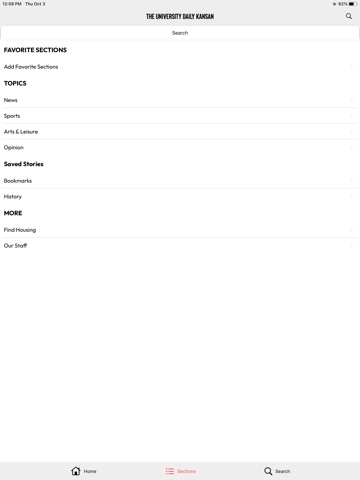 University Daily Kansan iPad screenshot