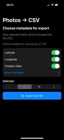 Photos to CSV Screenshot 1 of 2