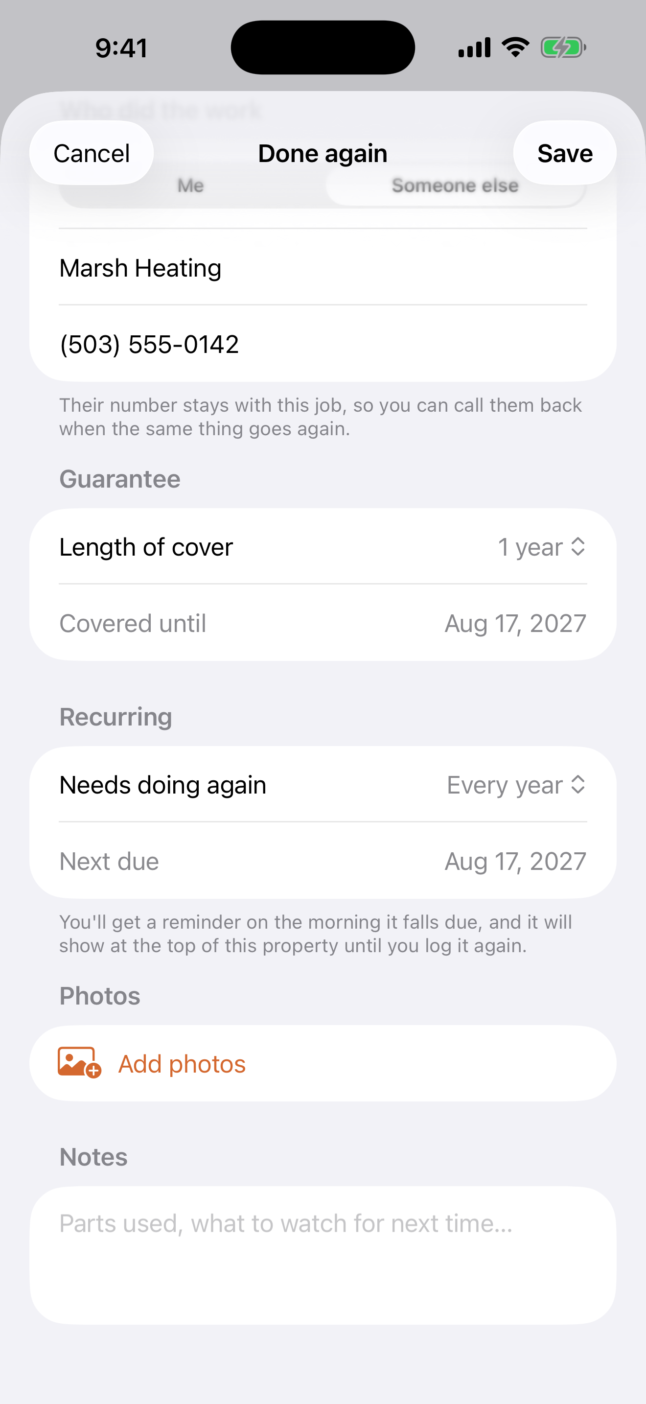 Upkeep: Home Repair Log screenshot 5