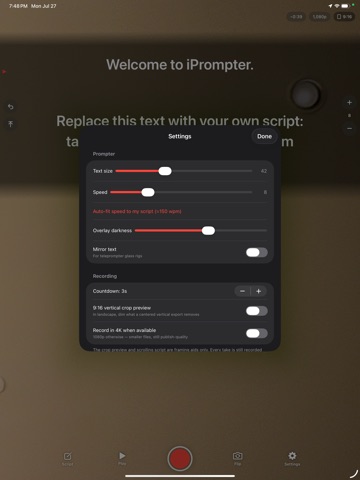 iPrompter Studio by StatsKey iPad screenshot