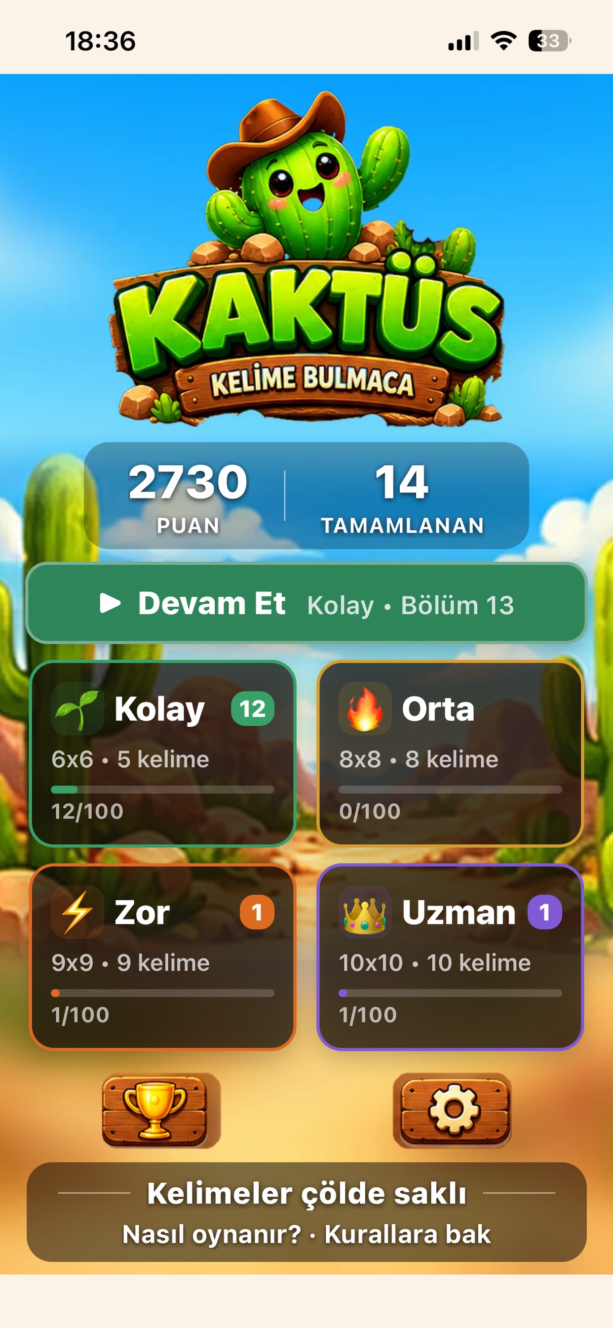 Screenshot 1 of KAKTÜS Kelime Bulmaca