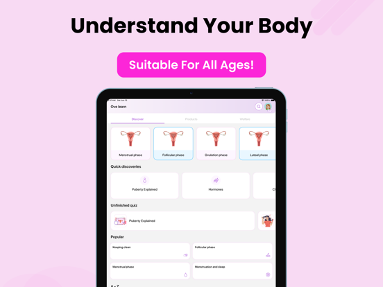 Ove - THE Period App for Teens iPad screenshot 4 - Health & Fitness app