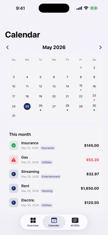 BillDue Payment Reminder iPhone screenshot
