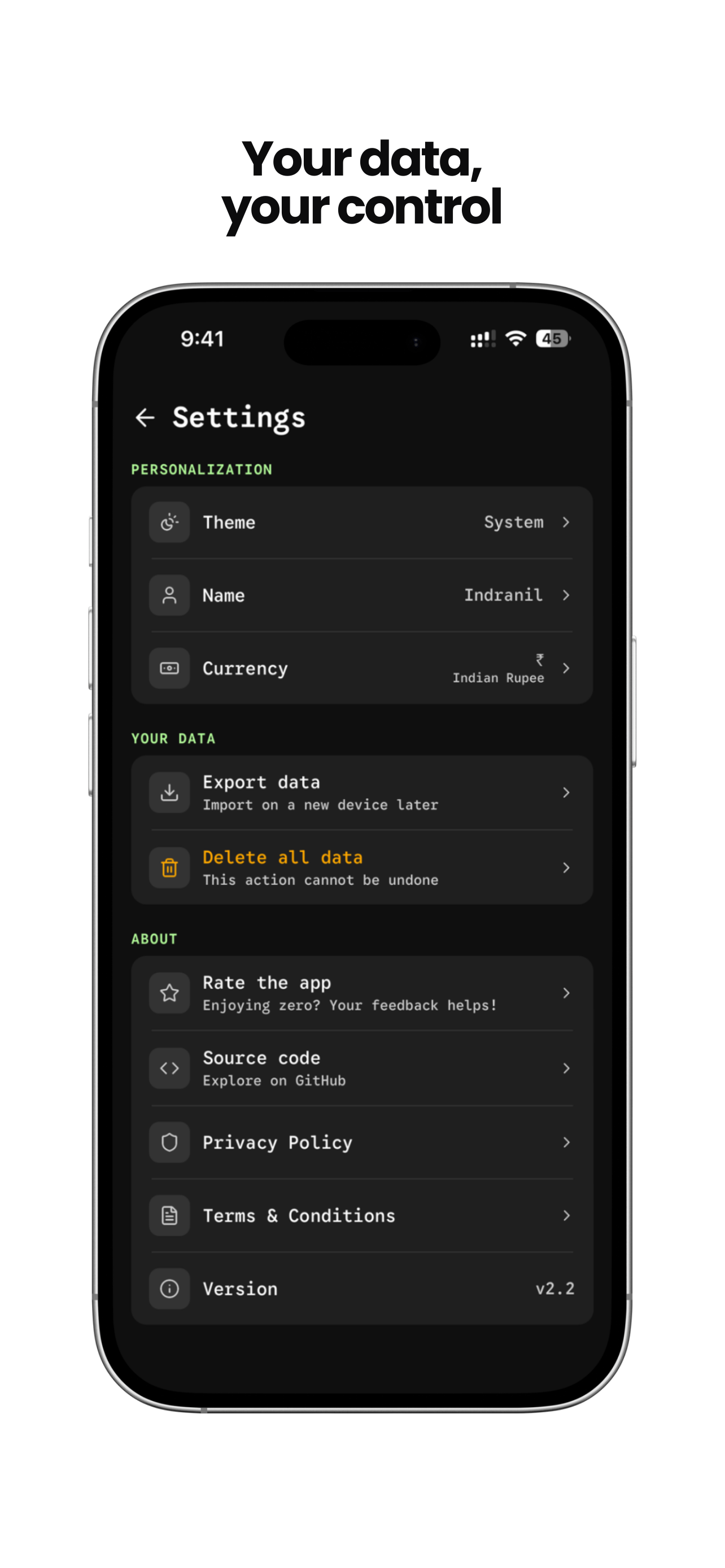 zero: offline expense tracker