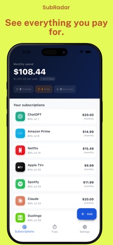 SubRadar: Track Subscriptions Screenshot 1 of 5