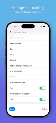 Christmas Card Tracker screenshot