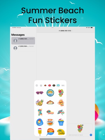 Summer Beach Fun Stickers iPad screenshot