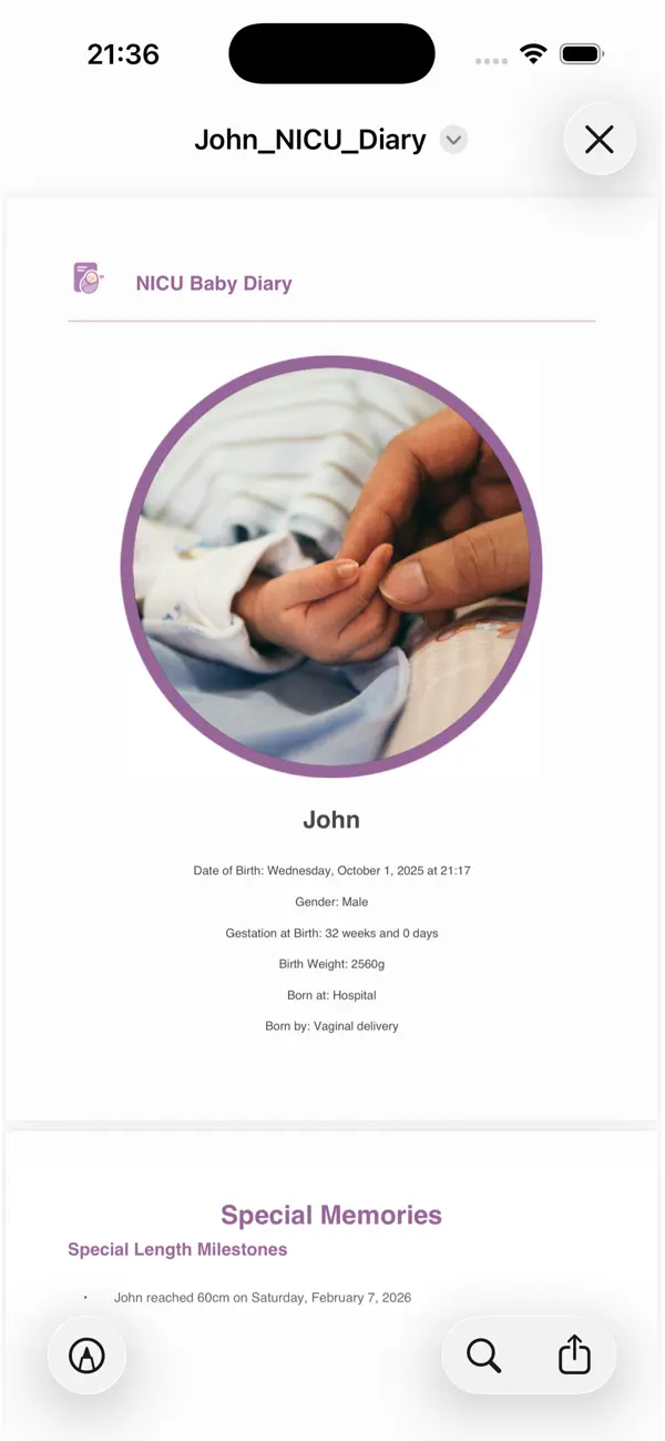 Screenshot #1 pour Nicu Baby Diary