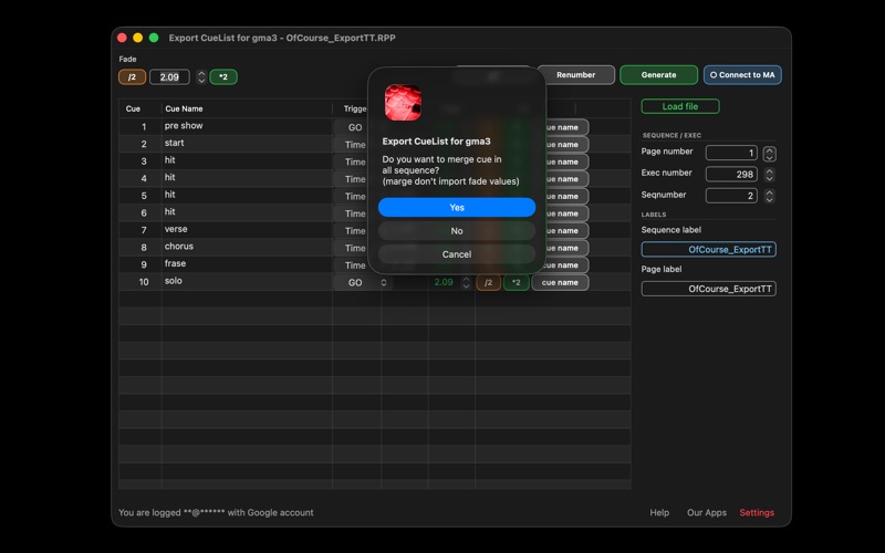 Screenshot #3 pour Export CueList for gma3