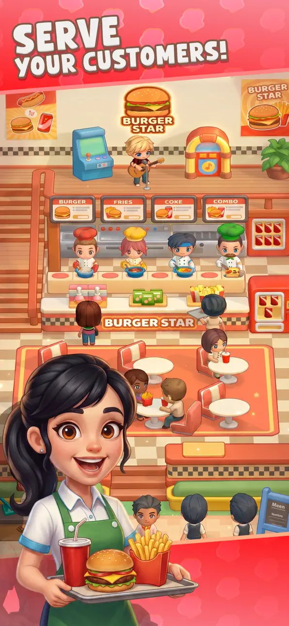 Nom Nom Town: Restaurant Game iOS Mod IPA screenshot 1 - iOS game interface