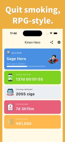 Kinen Hero | Smoking Tracker screenshot