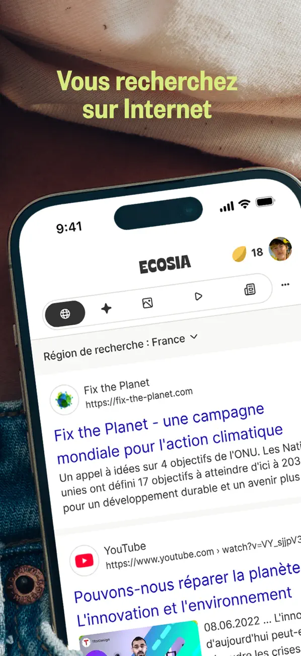 Screenshot #1 pour Ecosia : Navigateur Écologique