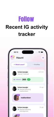 Haunt - Recent Follow Tracker iPhone screenshot
