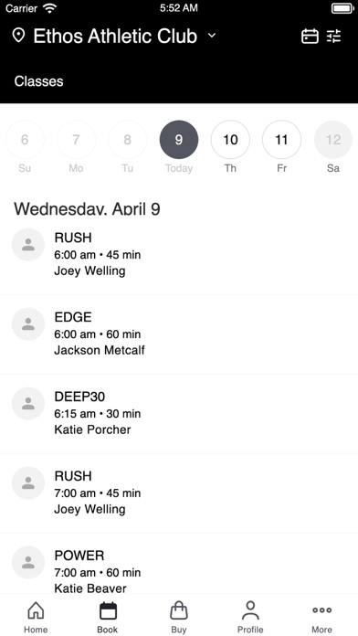 Ethos Athletic Club Screenshot
