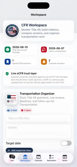 CFR AI - Title 49 screenshot 2