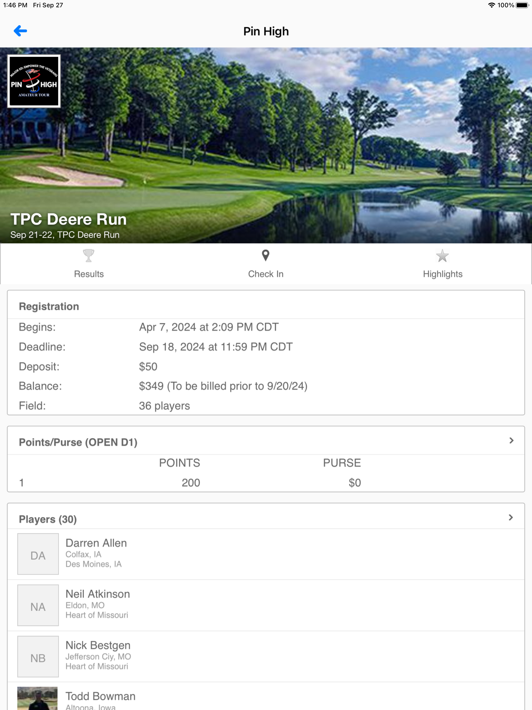 Pin High Amateur Tour