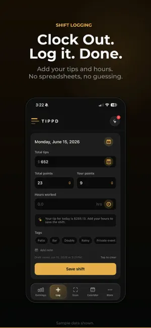 Tippd - Tip and Shift Tracker screenshot 2
