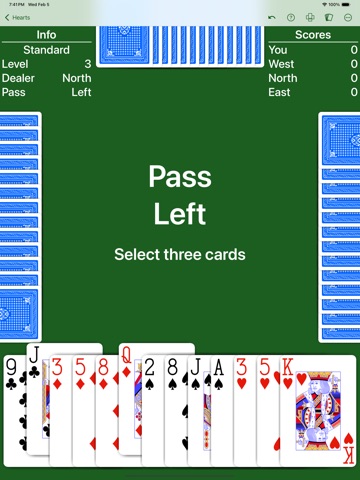 Hearts - Expert AI iPad screenshot