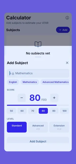 ATAR Score Calculator screenshot 2