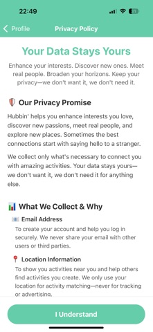 Hubbin' app screenshot