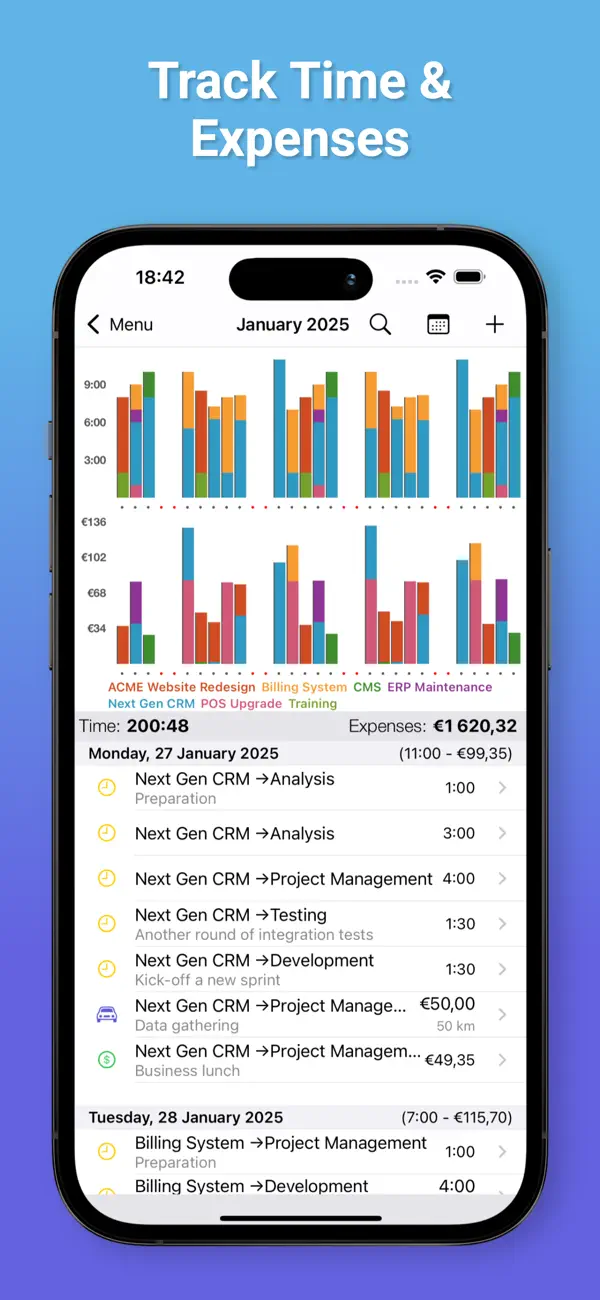 Screenshot #1 pour Cube Gestion Temps et Dépenses