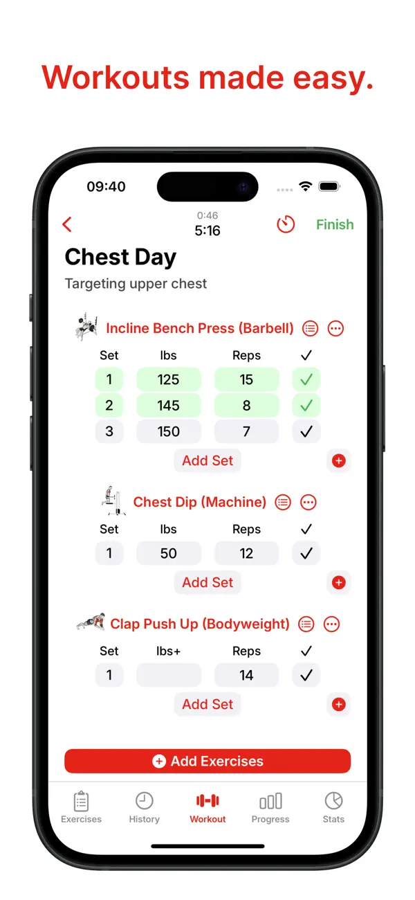 Screenshot #1 pour Flexer: Gym Workout Tracker