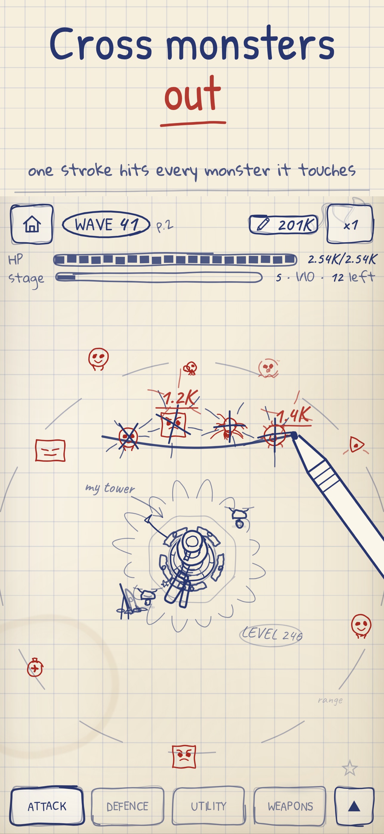 Screenshot 2 of InkTower: Idle Tower Defense