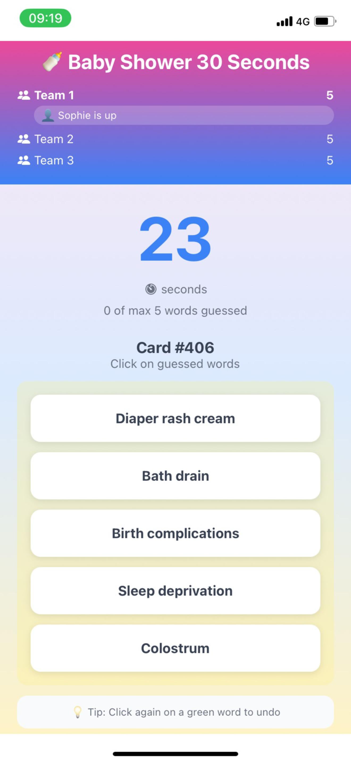 Baby Shower 30 Seconds Game