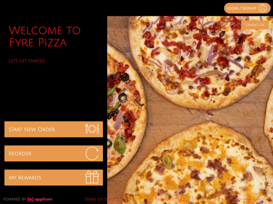 Fyre Pizza iPad screenshot 1 - Food & Drink app