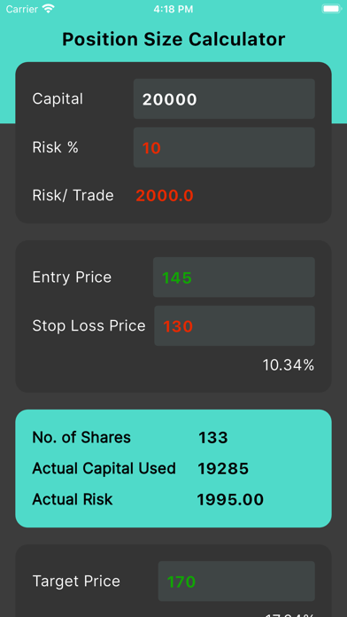 Screenshot 1 of FX - Position Size Calculator App