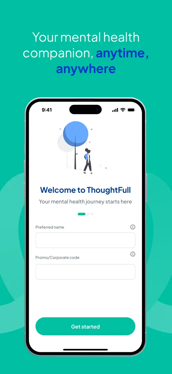 Screenshot #1 pour ThoughtFull: Mental Health App