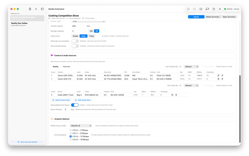 Media Estimator screenshot