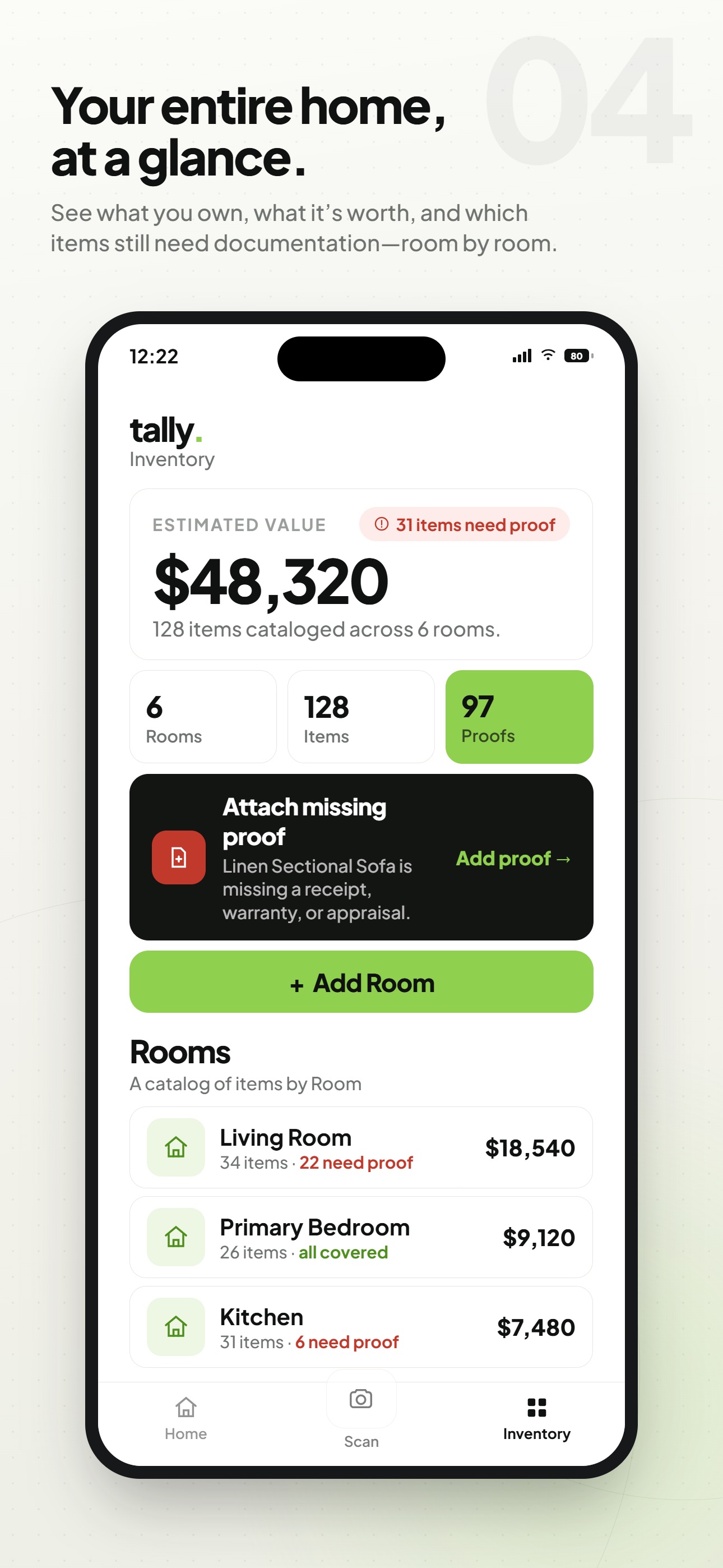 Screenshot 4 of tally. | AI Home Inventory