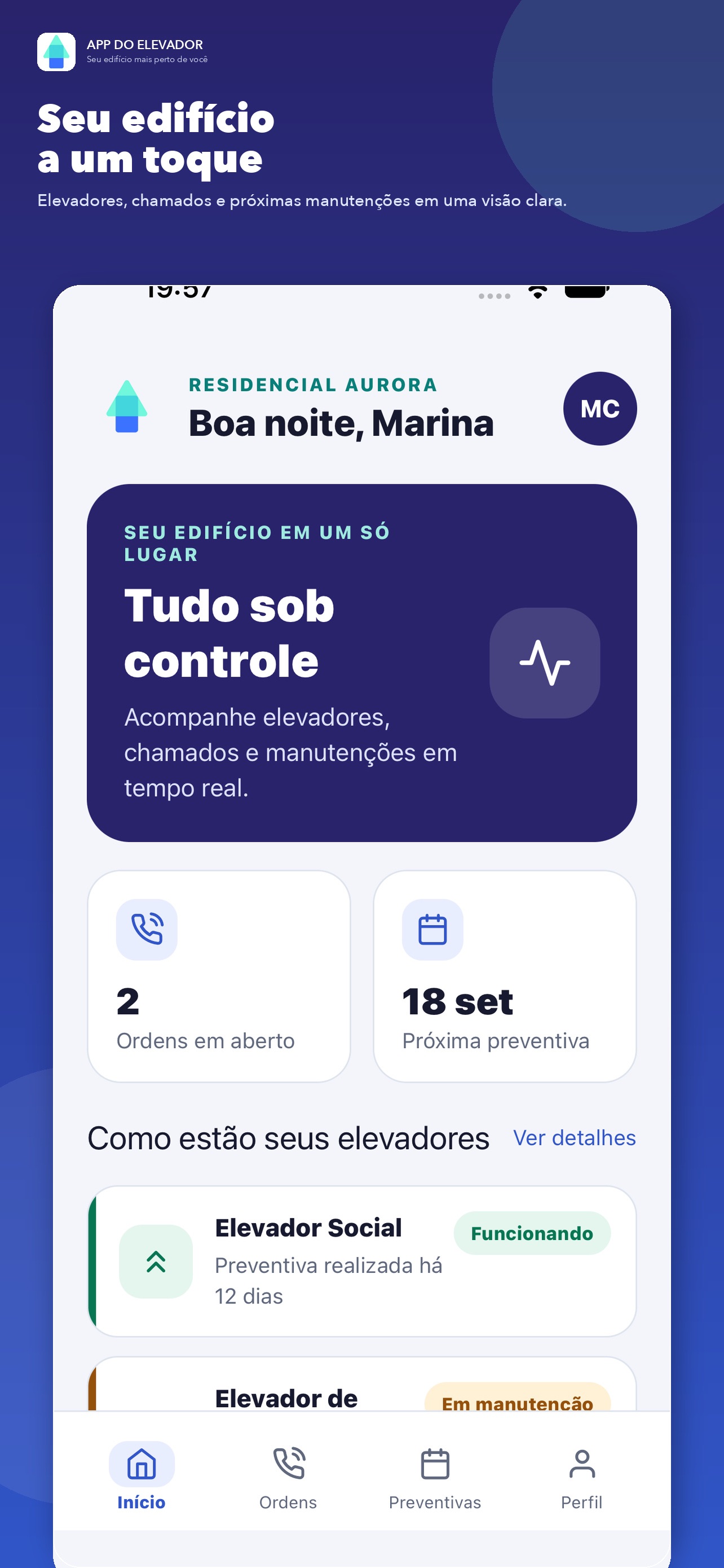 Screenshot 1 of App do Elevador Clientes