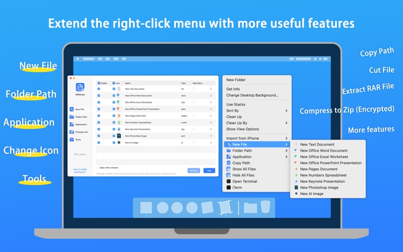 eMousePRO – Right-click menu app screenshot