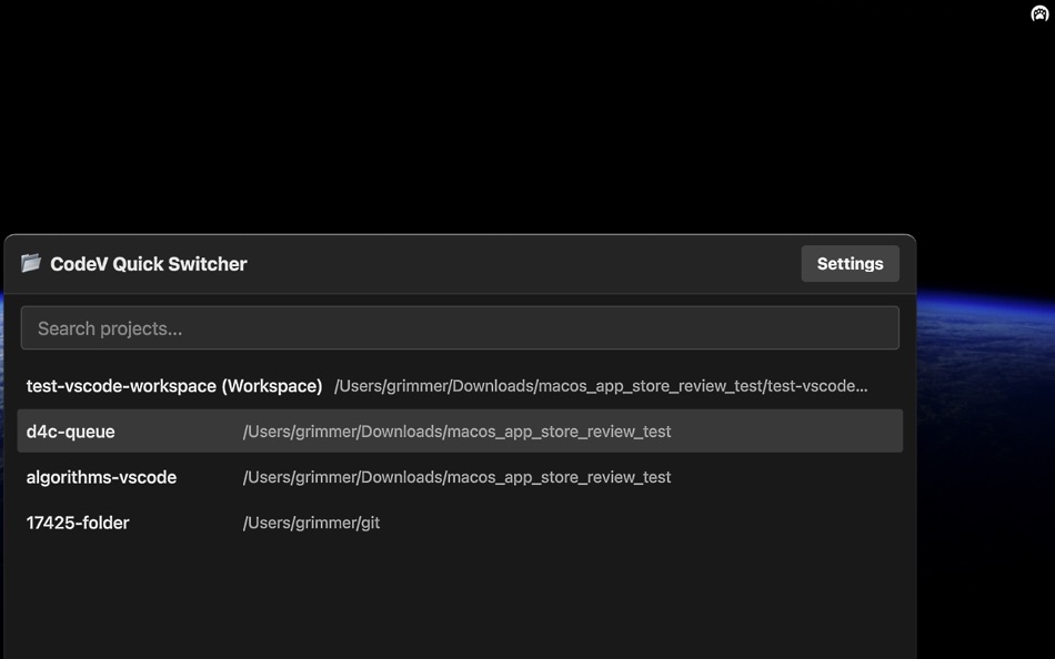 #1. CodeV - Quick Switcher (macOS) De: Kang Teng-Chieh
