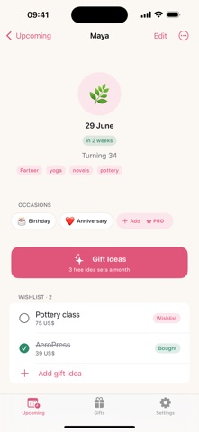 Giftwise: Birthday & Gift List iPhone screenshot