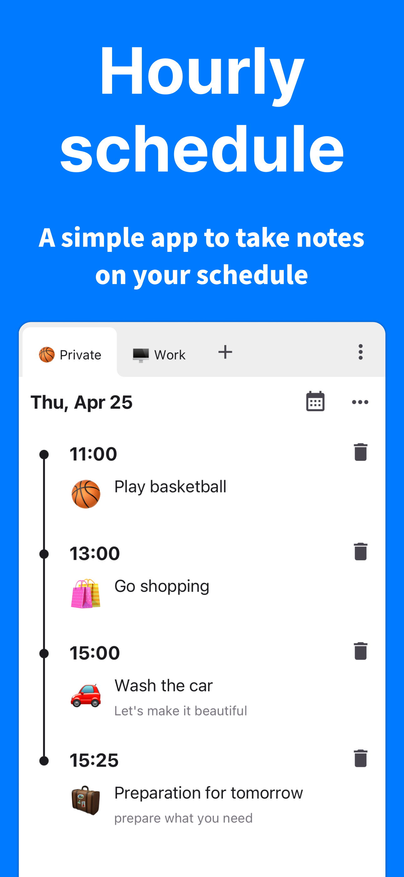 Timeline - Schedule by Hour