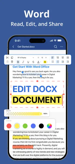 Office Word: Edit Document iPhone screenshot 1