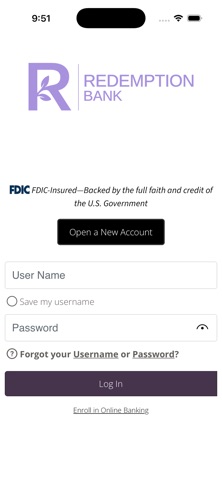 Redemption Bank app screenshot