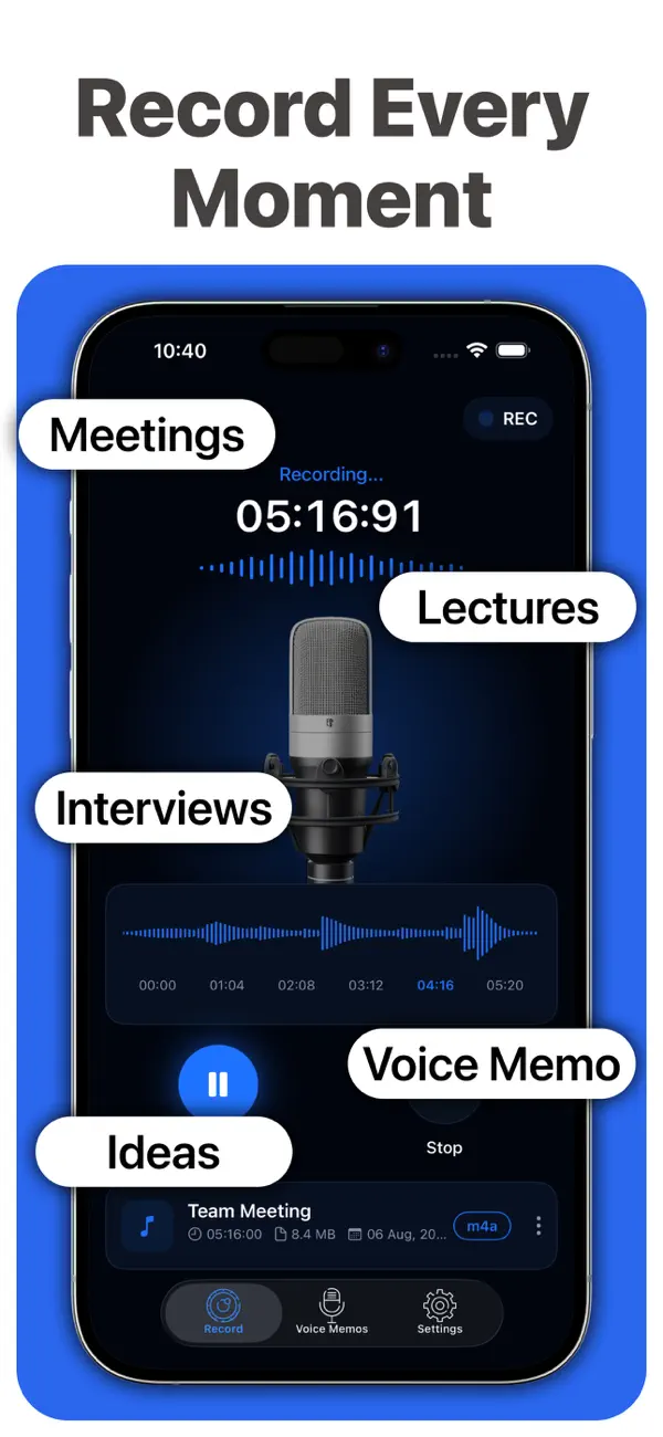 Screenshot #2 pour Dictaphone: Enregistreur