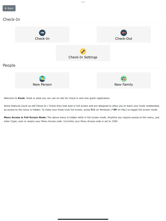 Check in Kiosk