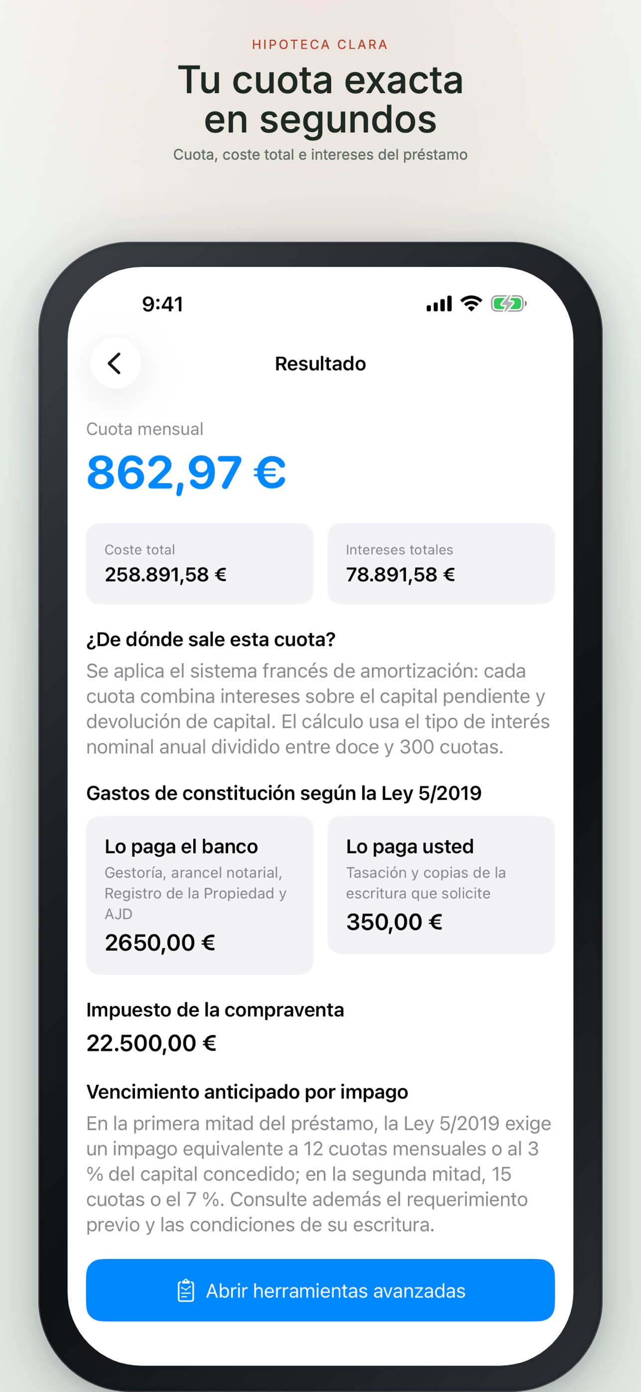 Screenshot 1 of Hipoteca ES: Calculadora