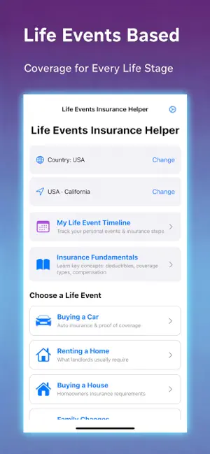Life Events Insurance Helper screenshot 1